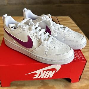 Nike Court Borough Low Recraft GS White/Hot Fuchsia Sneakers 6.5Y Big Kids